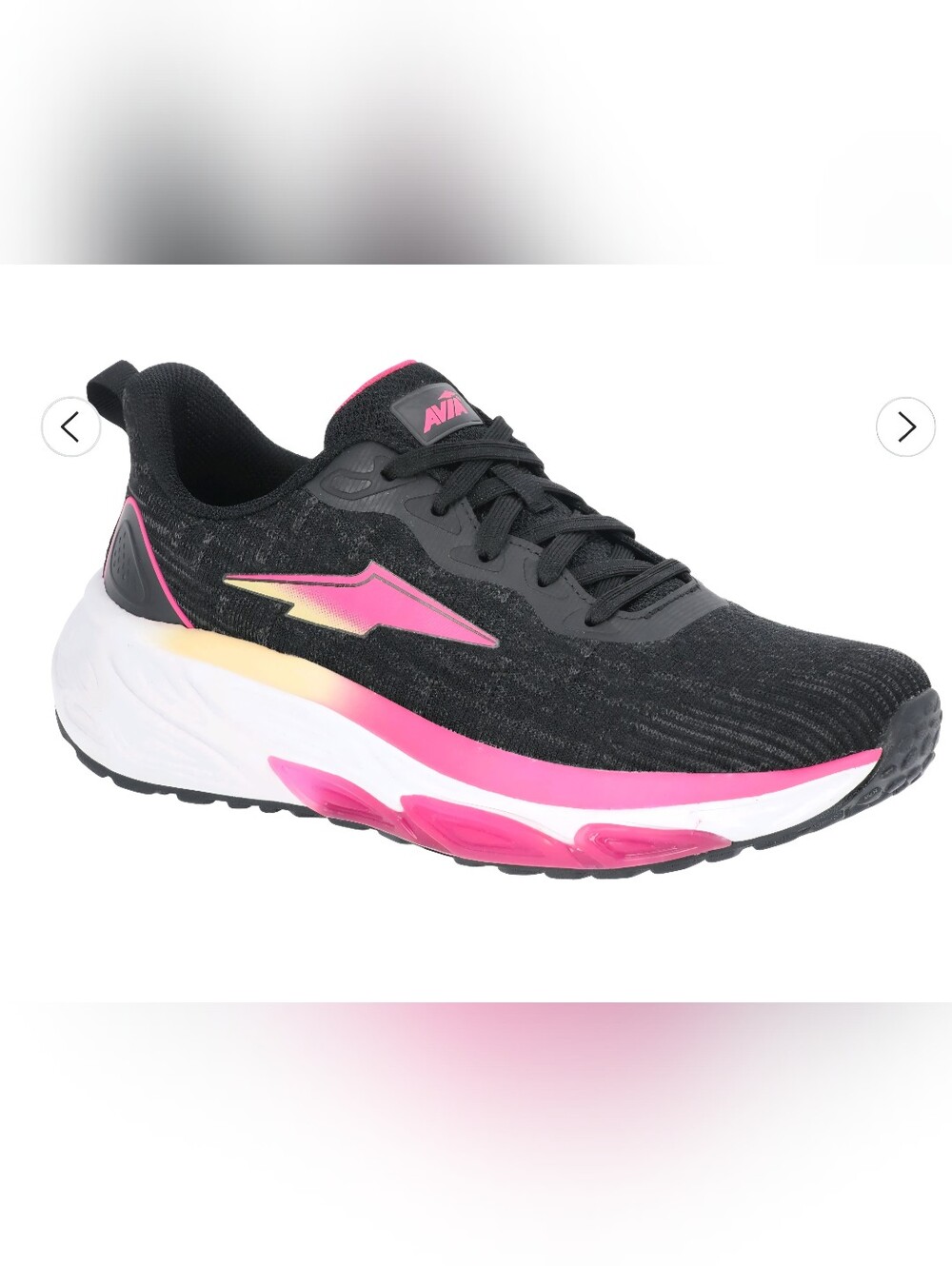 Avia Women's Black with Pink & Yellow Accent Athletic Shoe